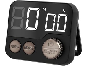 Minuteur de cuisine aimanté, grand écran lcd avec horloge numérique alarme forte, multifonctionnel pour pâtisseriesport noir