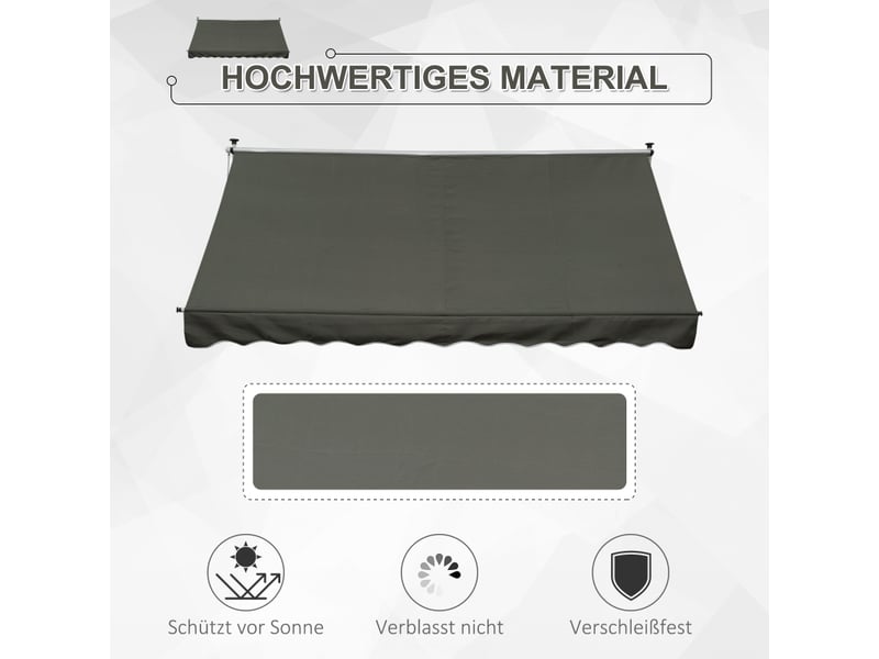  Store banne autoportant - 300 x 150 cm - manivelle - résistant au vent - toile polyester 180 gm² 300x150x280cm - Conforama D