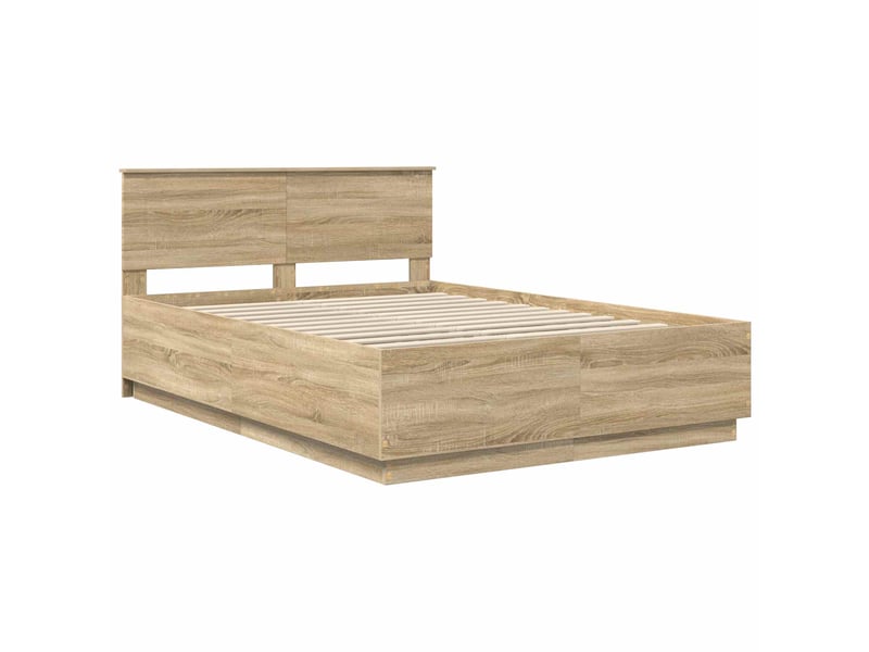  Lit double- lit adulte -  cadre de lit chêne sonoma 140 x 200 cm bois d'ingénierie  - Conforama D
