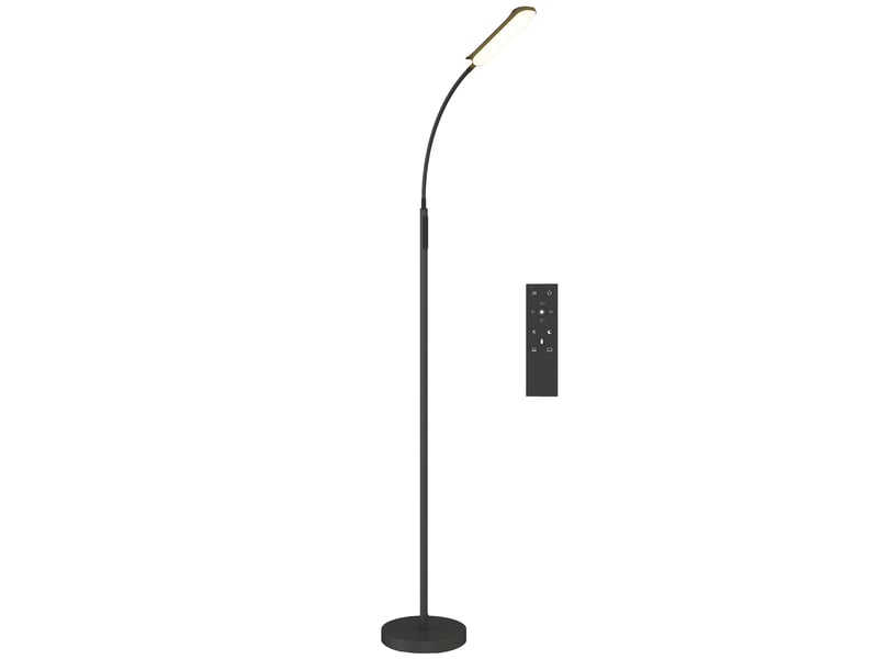  Lampadaire led à intensité variable avec contrôle de la température de couleur, réglage continu, télécommande et commandes tactiles, minuterie, noir  - Conforama A