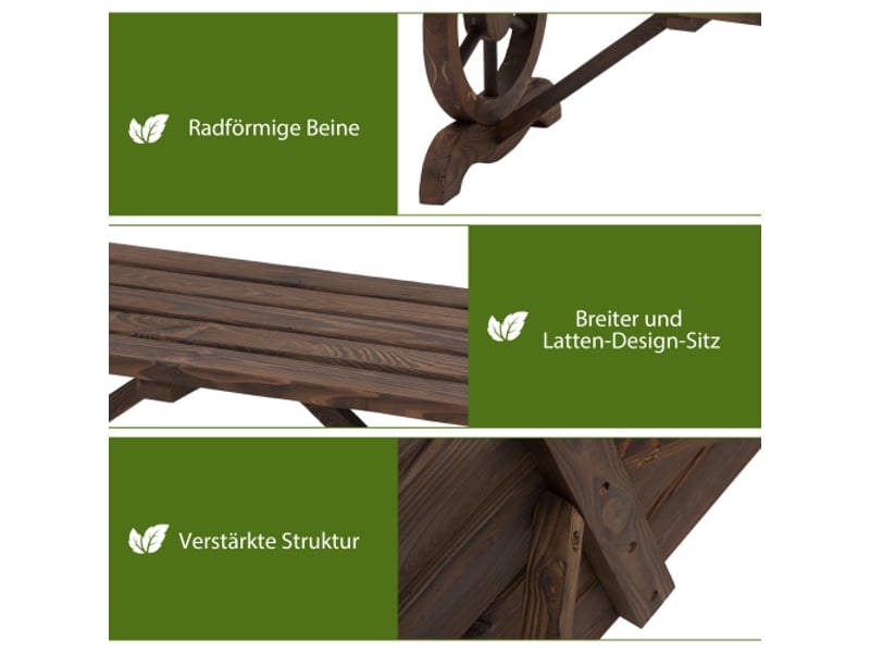 Banc de jardin rustique en bois, résistant aux intempéries, durable, 98x50x39,5 cm, élégant - Conforama D
