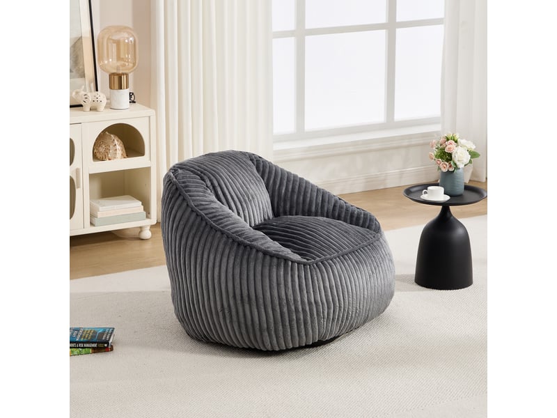  Fauteuil pouf à mémoire de forme 98 x 92 x 73 cm en velours côtelé gris foncé  - Conforama E