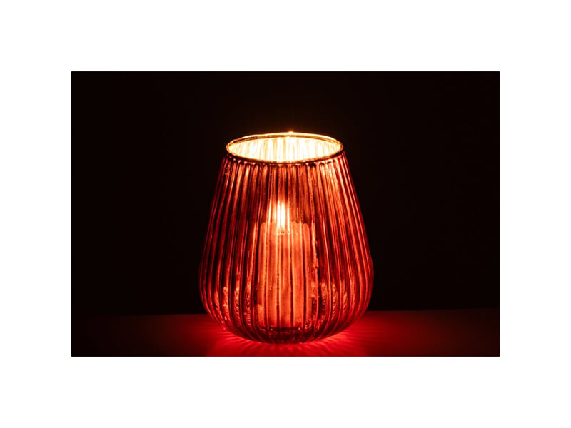  Photophore strié en verre ilona 26cm rouge  - Conforama D