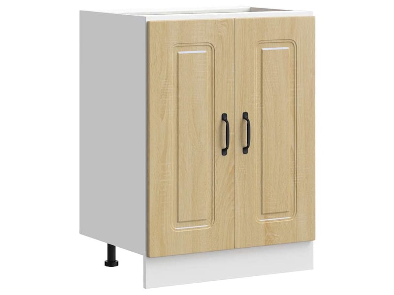  Meuble de cuisine, meuble bas pour évier kalmar chêne sonoma bois d'ingénierie  - Conforama A