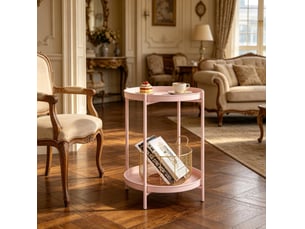 Bout de canapé rond 44x44x53 cm métal rose