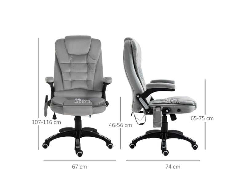  Chaise de bureau ergonomique grise avec massage, réglable en hauteur, roulettes pu, confort optimal  - Conforama C