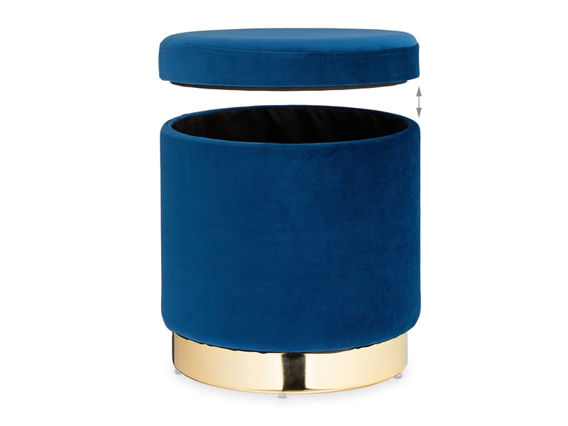  Pouf coiffeuse élégant avec rangement 40 x 40 x 40 cm en velours bleu 13_0008314  - Conforama C