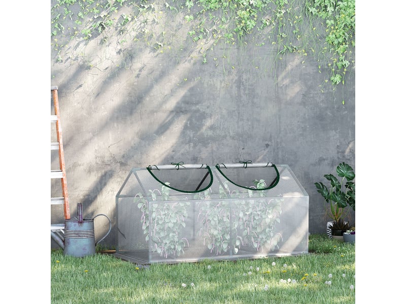  Serre extérieur 120x60x60 cm, 2 fenêtres enroulables, pe 140 gm², acier imperméableanti-uv, planteslégumes, translucide.  - Conforama C
