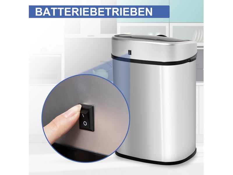 Poubelle automatique ulevr à capteur infrarouge 58 l, sans bac intérieur, acier inoxydable et abs, argentée, 40,9 x 28,9 x 68 cm - Conforama D