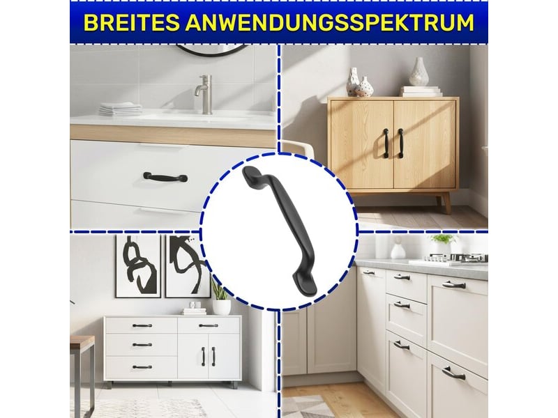  10 poignées de cuisine, 131 mm, noir mat  - Conforama B