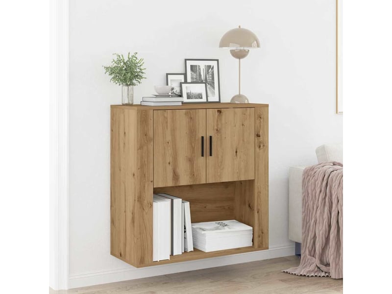  Meuble mural, armoire de rangement chêne artisanal 80x33x80 cm bois d'ingénierie  - Conforama B
