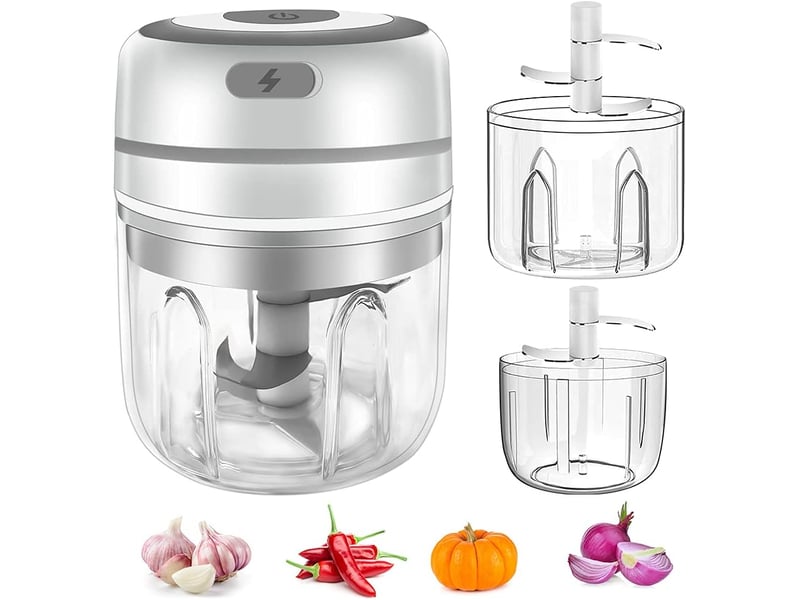  Mini hachoir à viande électrique, hachoir alimentaire sans fil, lames tranchantes, presse-ail électrique, mini mixeur, convient pour les aliments pou  - Conforama A