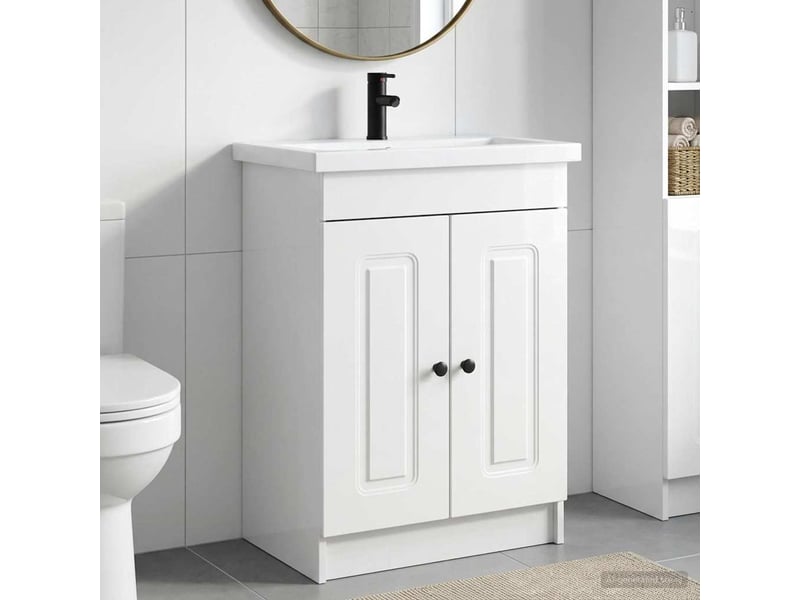  Ensemble de mobilier de salle de bain blanc brillant shl7295  - Conforama B