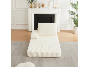Canapé droit compressé convertible <strong>MAISENTIEL</strong> <strong></strong> 1 place Velours côtelé beige