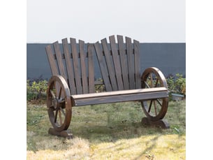 Banc de jardin 2 places en bois 108x66x95 cm – marron foncé – dossier incurvé et accoudoirs rustiques