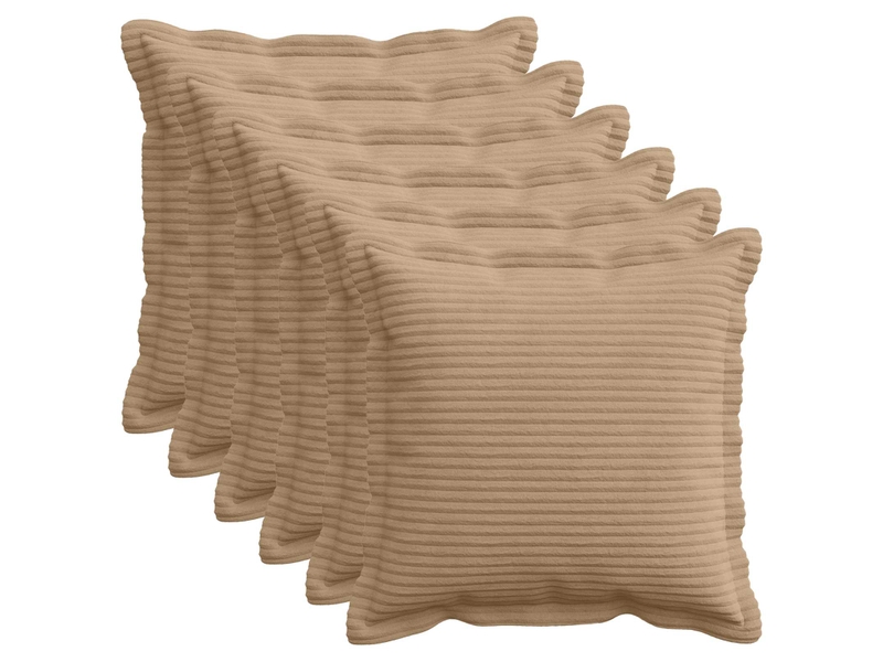  Lot de 6 housses de coussin houten marron 35 x 35 cm velours côtelé cf49847  - Conforama B