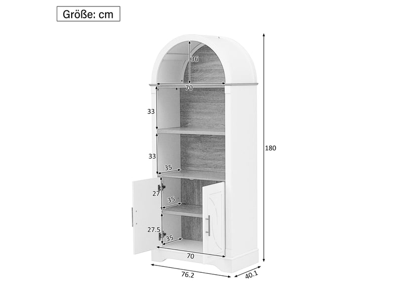  Buffet haut blanc avec led, étagères réglables et grand espace de rangement  - Conforama C