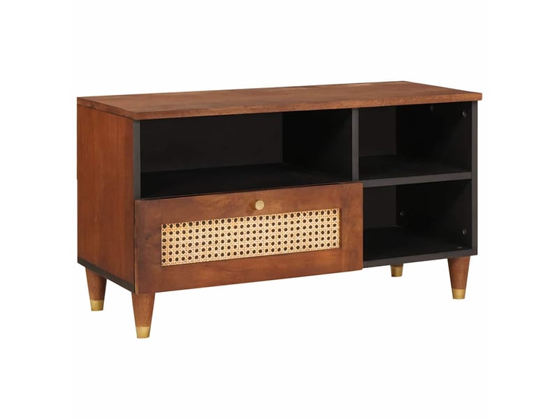  Meuble tv - banc tv - meuble de rangement marron 80 x 33,5 x 46 cm bois de mangue massif  - Conforama B
