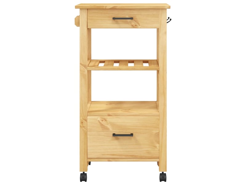 Desserte de cuisine, chariot de rangement monza 48x40x88,5 cm bois massif de pin shl46724 - Conforama E
