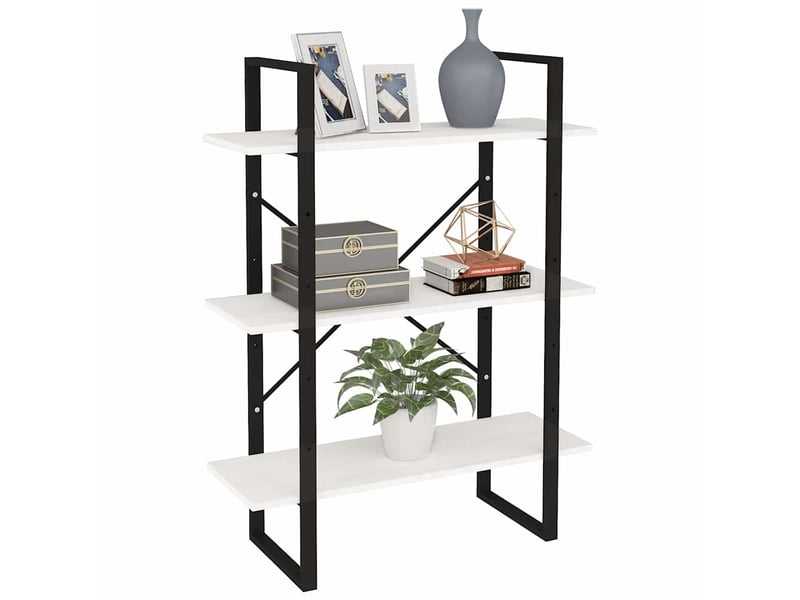  Bibliothèque à 3 niveaux, armoire à livres blanc 80x30x105 cm bois de pin massif  - Conforama C