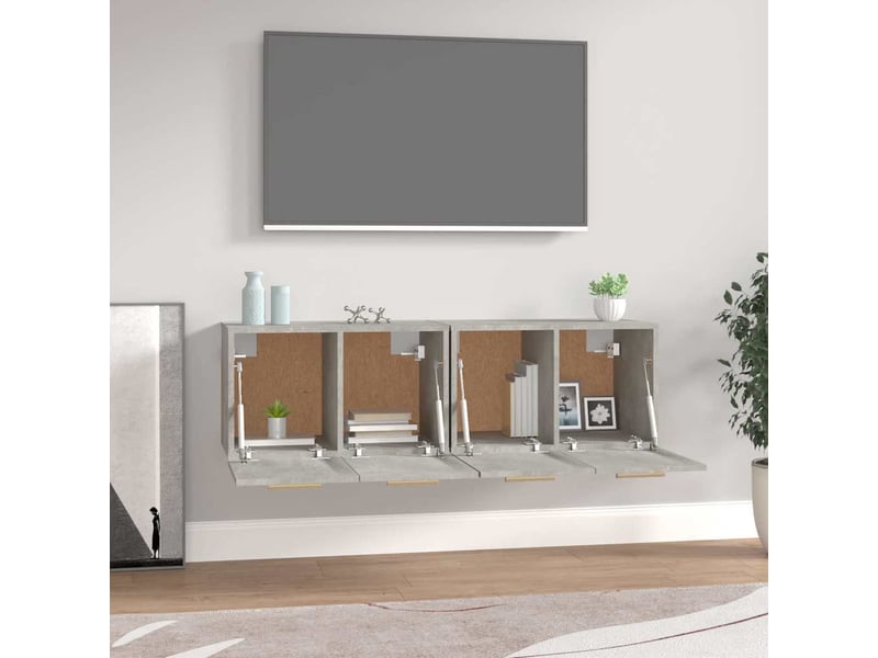  Armoires murales 2 pcs salon gris béton 60x36,5x35cm bois d'ingénierie shl3118  - Conforama C