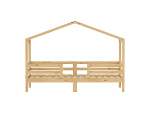 Lit cabane 90x200cm - lit enfant en pin massif avec structure toit, barrière de sécurité & sommier - bois naturel