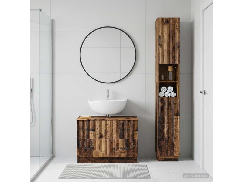  Ensemble de 2 meubles de salle de bain hoorn bois ancien cf63177  - Conforama B