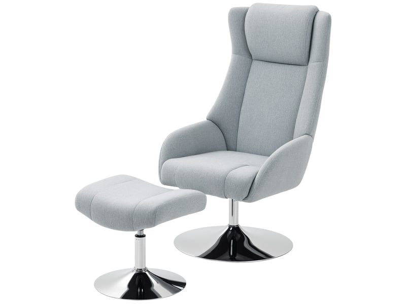  Fauteuil pivotant rembourré avec repose-pieds, inclinable, avec accoudoirs, pour salon, chambre, gris  - Conforama B