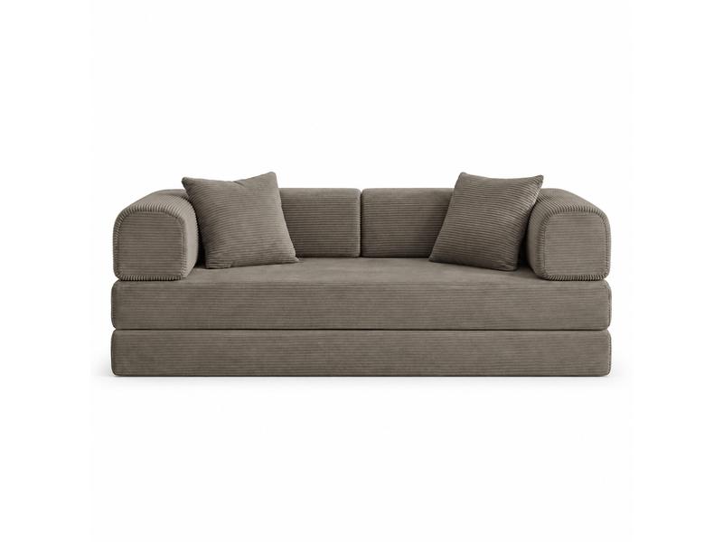  Canapé droit convertible en mousse taupe, 2 matelas de 17 cm, structure métallique IKSETERA TRADING LTD - Conforama A