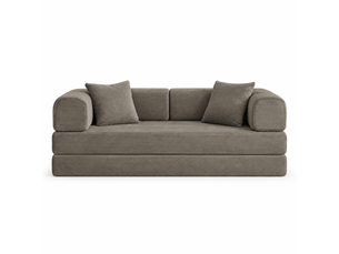 Canapé droit convertible en mousse taupe, 2 matelas de 17 cm, structure métallique