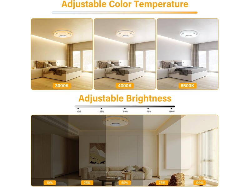  Plafonnier rond led 36w changement de couleur rgb ø30cm  - Conforama B