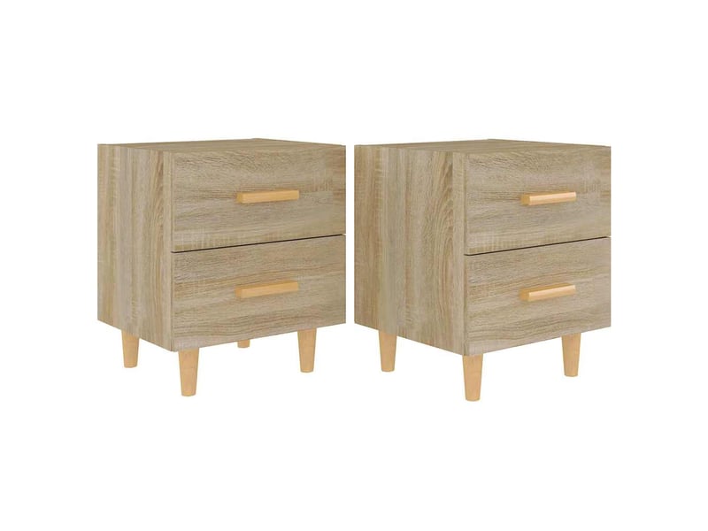  Vidaxl table chevet chêne sonoma 2 tiroirs bois meuble rangement 40x35x47cm chambre salon  - Conforama A