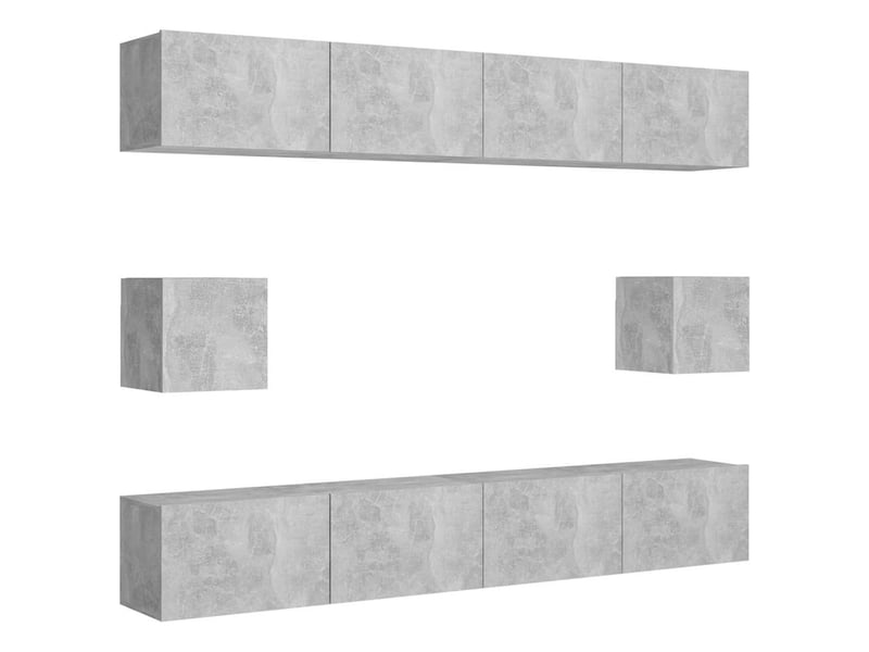  Ensemble de meubles tv - banc tv - meuble de rangement 6 pcs gris béton bois d'ingénierie  - Conforama A