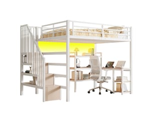 Lit mezzanine 140x200 cm <strong>SAPGAKS</strong> <strong></strong> coloris blanc