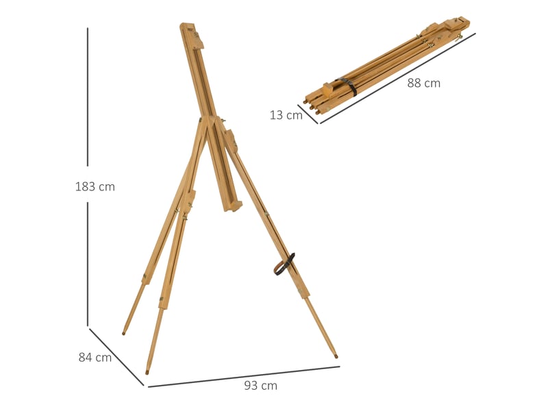  Chevalet d'artiste en bois sur pieds pliable portable supporte des toiles jusqu'à bois naturel 66107 cm  - Conforama C