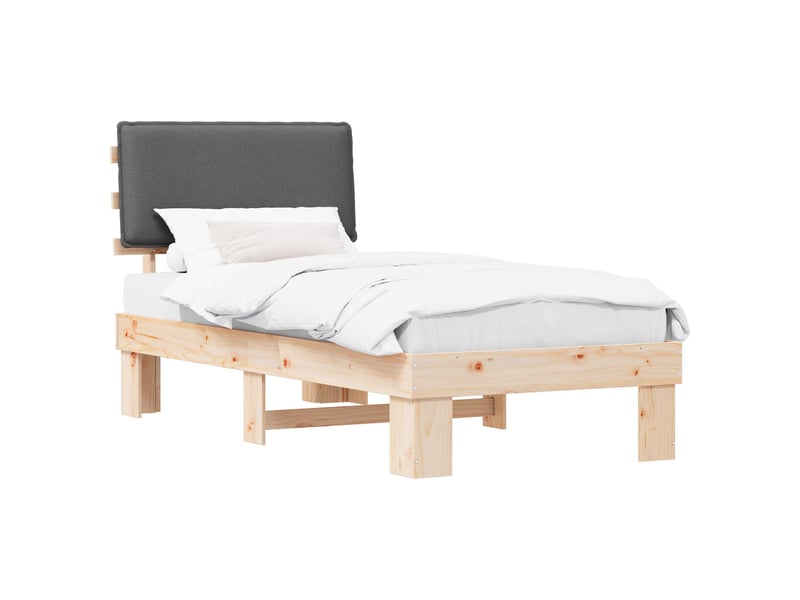  Lit simple- lit adulte -  cadre de lit avec tête de lit rembourrée gris foncé 80 x 200 cm  - Conforama A