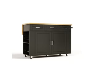 Îlot de cuisine mobile 120 x 45 à 70 x 84 cm avec plan de travail rabattable, prises et roulettes