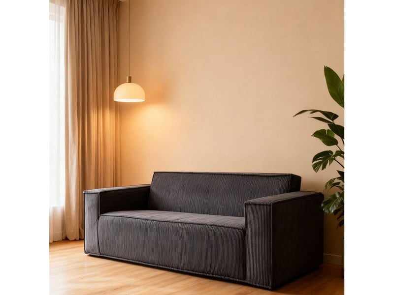  Canapé 2 places - velours côtelé - gris - siège profond - installation facile gris - Conforama C