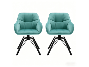Chaise de salle à manger pivotante 360° 2 pièces, velours et métal turquoise