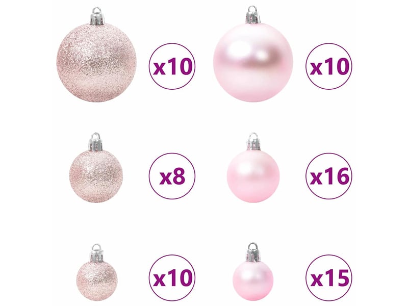  Ensemble de boules de noël 120 pcs 300 led blanc chaud ø 6 cm  - Conforama D