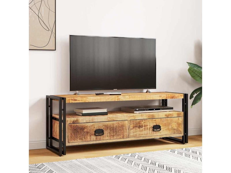  Meuble tv - banc tv - meuble de rangement 120x35x45 cm bois solide de manguier  - Conforama C