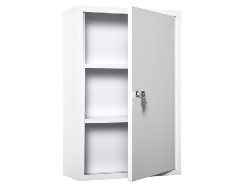  Armoire à pharmacie 2 étagères verrouillable en métal blanc 40 x 18 x 60 cm  - Conforama A