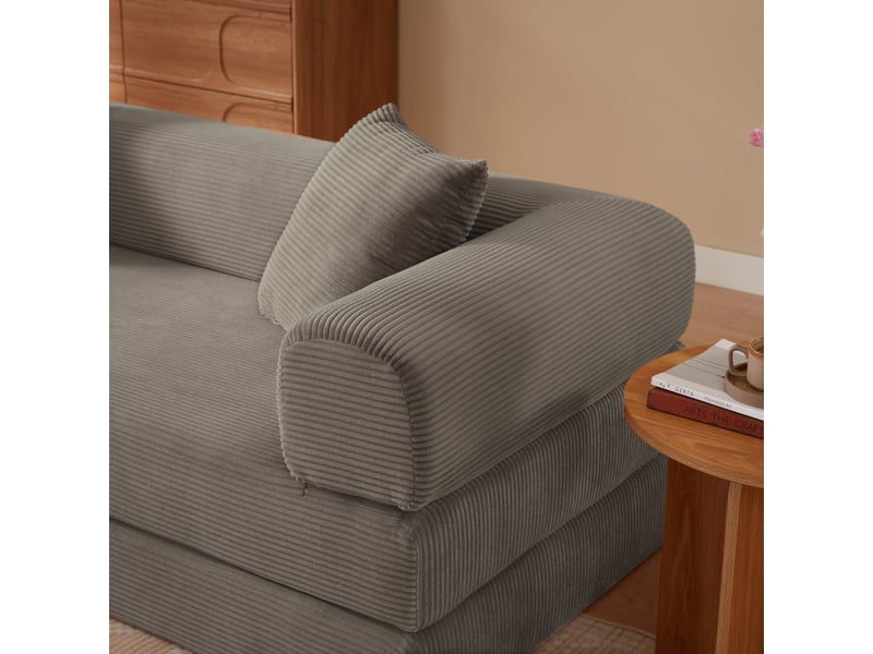  Canapé convertible lit 1 place taupe, canapé pliable avec revêtement velours et structure stable pour salon ou chambre  - Conforama D