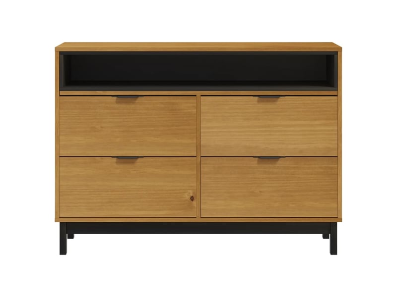  Commode chambre adulte, armoire à tiroirs flam 110x40x80 cm bois de pin massif shl6326  - Conforama E