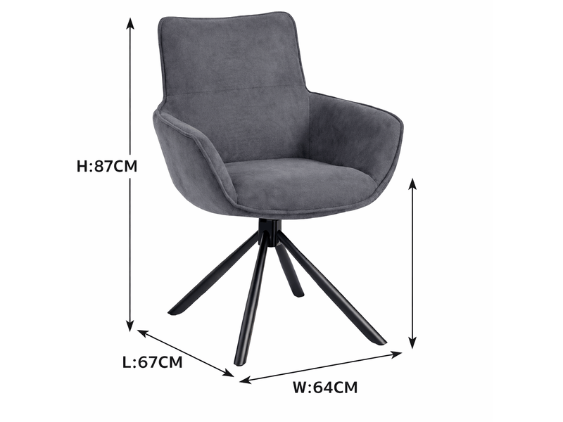  Lot de 2 chaises de salle à manger pivotantes et rembourrées homcom, avec accoudoirs et pieds en métal  - Conforama C