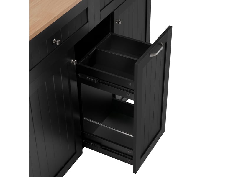  Îlot de cuisine sur roulettes avec plan de travail extensible, meuble de rangement noir avec tiroirs, 140x40x92 cm  - Conforama R