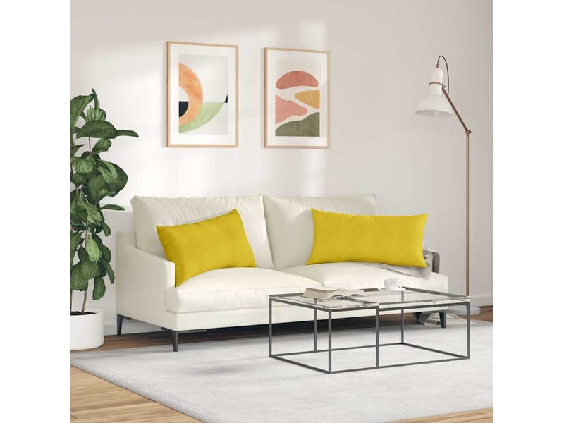  Lot de 2 coussins de canapé, coussins décoratifs jaune 80 x 40 cm cf59109  - Conforama D