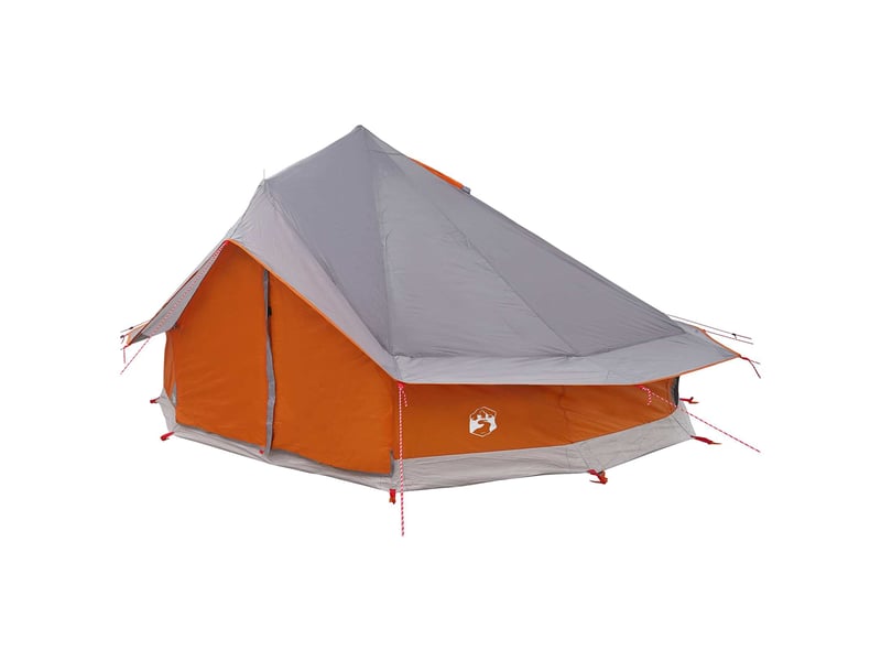 Tente tipi, tente de camping 18 personne gris et orange polyester et acier - Conforama D