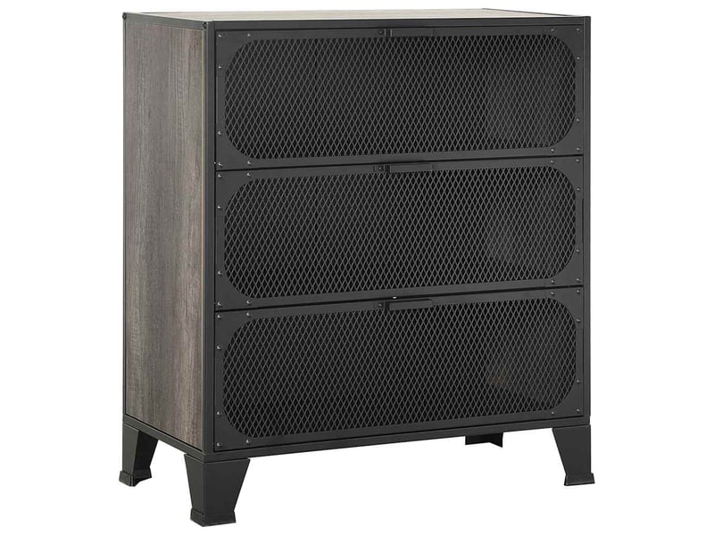  Armoire de rangement, rangement bureau gris 72x36x82 cm métal et mdf  - Conforama A
