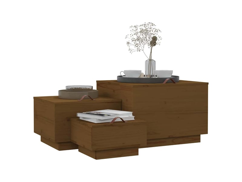 Boîtes de rangement avec couvercles 3 pcs marron miel - Conforama D